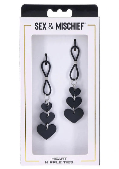 Heart Nipple Ties - Black-Nipple Stimulators-Sportsheets-Andy's Adult World