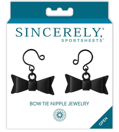 Bow Tie Nipple Jewelry - Black-Body Jewelry (Non Piercing)-Sportsheets-Andy's Adult World