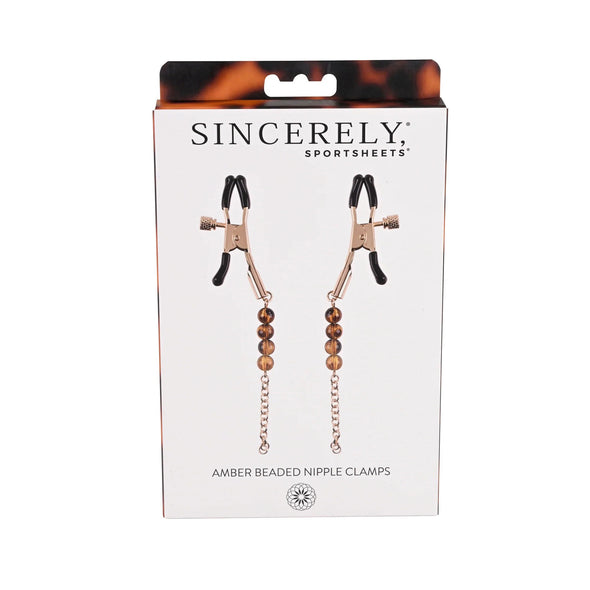 Sincerely Amber Beaded Nipple Clamp-Nipple Stimulators-Sportsheets-Andy's Adult World