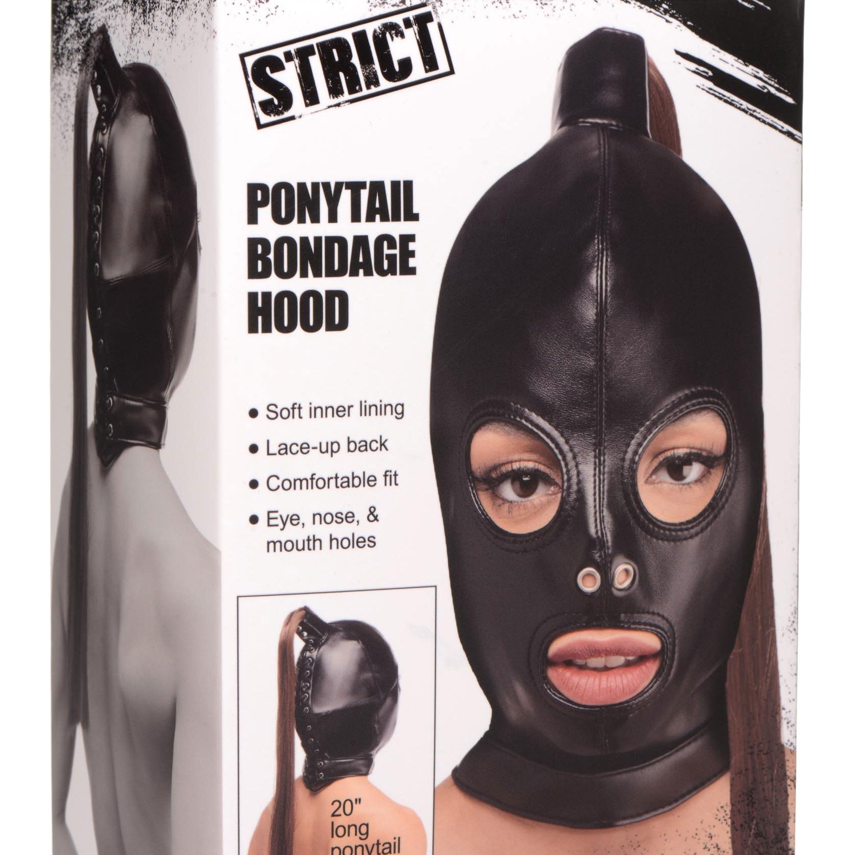 Ponytail Bondage Hood - Black-Bondage & Fetish Toys-XR Brands Strict-Andy's Adult World