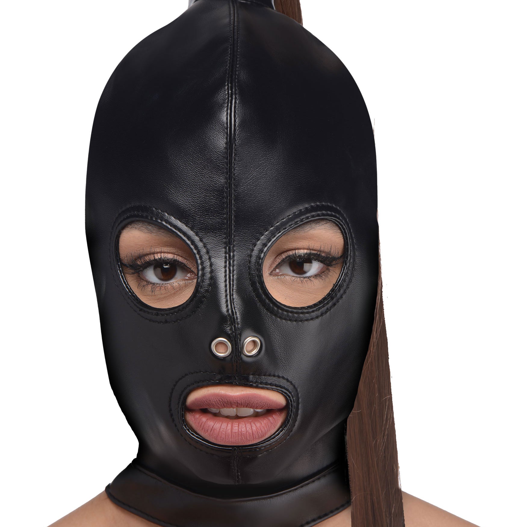 Ponytail Bondage Hood - Black-Bondage & Fetish Toys-XR Brands Strict-Andy's Adult World