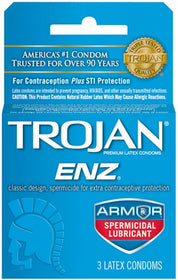 Trojan Enz Armor Spermicidal Lubricated  Condoms - 3 Pack