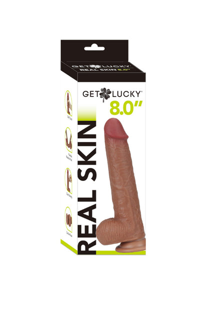 Get Lucky 8 Inch Real Skin Dildo - Light Brown-Dildos & Dongs-Voodoo Toys-Andy's Adult World