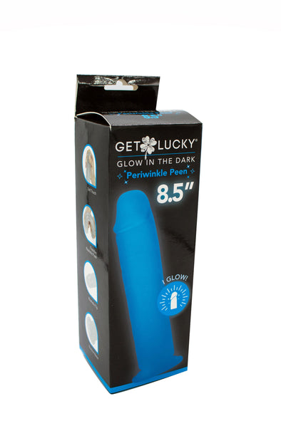 Get Lucky Glow in the Dark Periwinkle Peen - 8.5 Inch-Dildos & Dongs-Voodoo Toys-Andy's Adult World