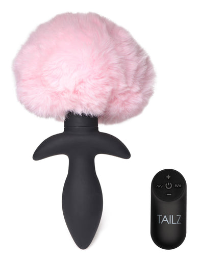 Waggerz Moving and Vibrating Bunny Tail Anal Plug - Pink-Anal Toys & Stimulators-XR Brands Tailz-Andy's Adult World