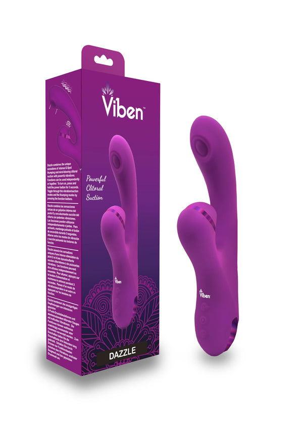 Dazzle - Berry - Rechargeable Thumping and Suction Rabbit-Vibrators-Viben-Andy's Adult World