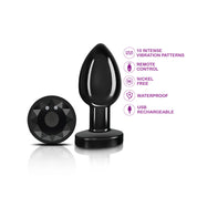 Cheeky Charms - Rechargeable Vibrating Metal Butt Plug With Remote Control - Gunmetal - Medium - Preorder Only-Anal Toys & Stimulators-Viben-Andy's Adult World