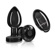 Cheeky Charms - Rechargeable Vibrating Metal Butt Plug With Remote Control - Gunmetal - Medium - Preorder Only-Anal Toys & Stimulators-Viben-Andy's Adult World