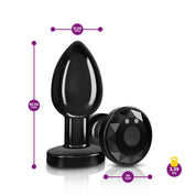 Cheeky Charms - Rechargeable Vibrating Metal Butt Plug With Remote Control - Gunmetal - Medium - Preorder Only-Anal Toys & Stimulators-Viben-Andy's Adult World