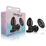 Cheeky Charms - Rechargeable Vibrating Metal Butt Plug With Remote Control - Gunmetal - Medium - Preorder Only-Anal Toys & Stimulators-Viben-Andy's Adult World