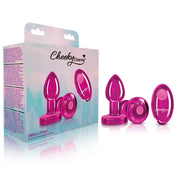 Cheeky Charms - Rechargeable Vibrating Metal Butt Plug With Remote Control - Pink - Small - Preorder Only-Anal Toys & Stimulators-Viben-Andy's Adult World