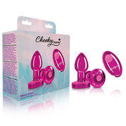 Cheeky Charms - Rechargeable Vibrating Metal Butt Plug With Remote Control - Pink - Small - Preorder Only-Anal Toys & Stimulators-Viben-Andy's Adult World