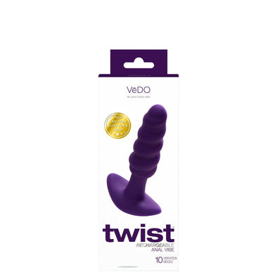 Twist Rechargeable Anal Vibe - Deep Purple-Anal Toys & Stimulators-VeDO-Andy's Adult World