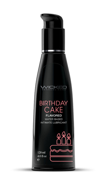 Aqua Birthday Cake Flavored Water Based Lubricant 4 Oz.-Lubricants Creams & Glides-Wicked Sensual Care-Andy's Adult World