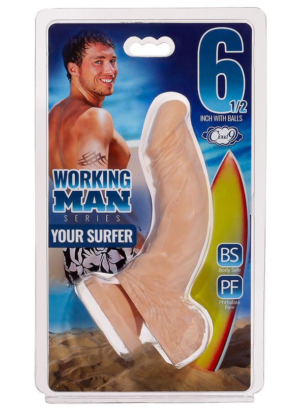 Cloud 9 Working Man 6.5 Inch With Balls - Your Surfer - Light-Dildos & Dongs-Cloud 9 Novelties-Andy's Adult World