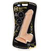 Pro Sensual Premium Silicone 8 Inch Dong With 3  Cockrings - Flesh