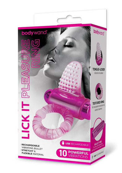 Bodywand Rechargeable Lick It Pleasure Ring - Pink-Cockrings-Bodywand-Andy's Adult World