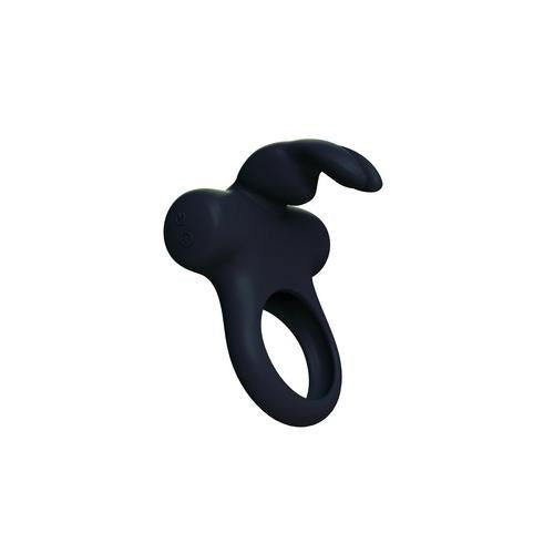 Ohhh Bunny Frisky Bunny Vibrating Ring - Black Pearl