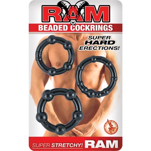 Ram Beaded Cockrings - Black