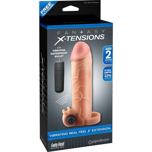 Fantasy X-Tensions Vibrating Real Feel 2-Inch Extension - Flesh