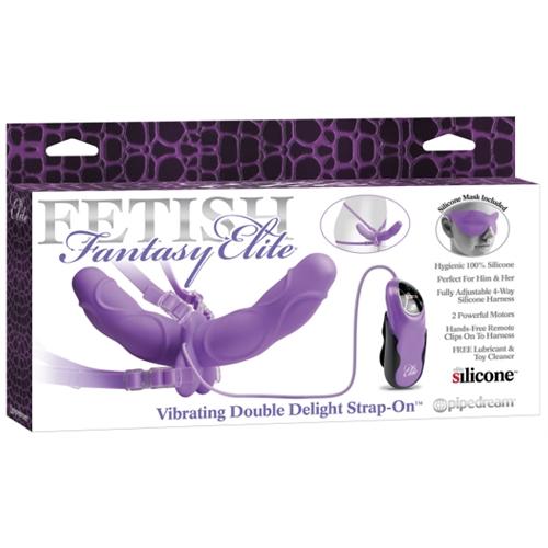 Fetish Fantasy Elite Vibrating Double Delight Strap-on - Purple