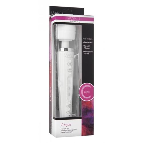 Utopia 10 Function Cordless Rechargeable Wand Massager - White